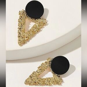 Gold Textured Geometric Drop Earrings